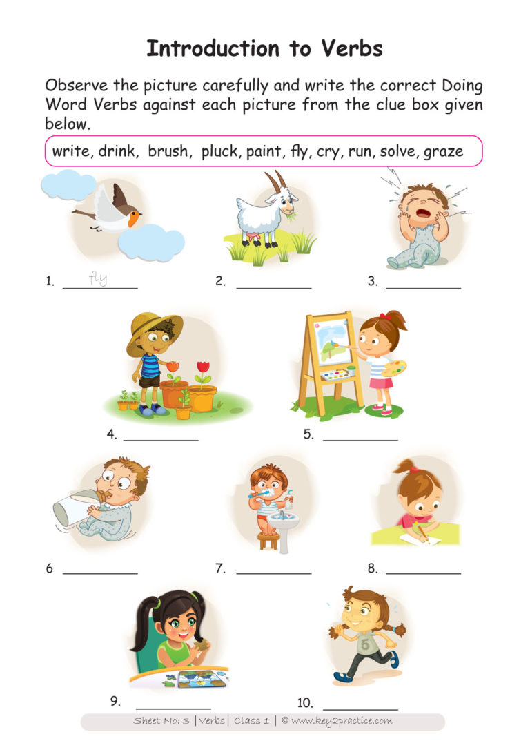 Worksheets On Verbs For Grade 3