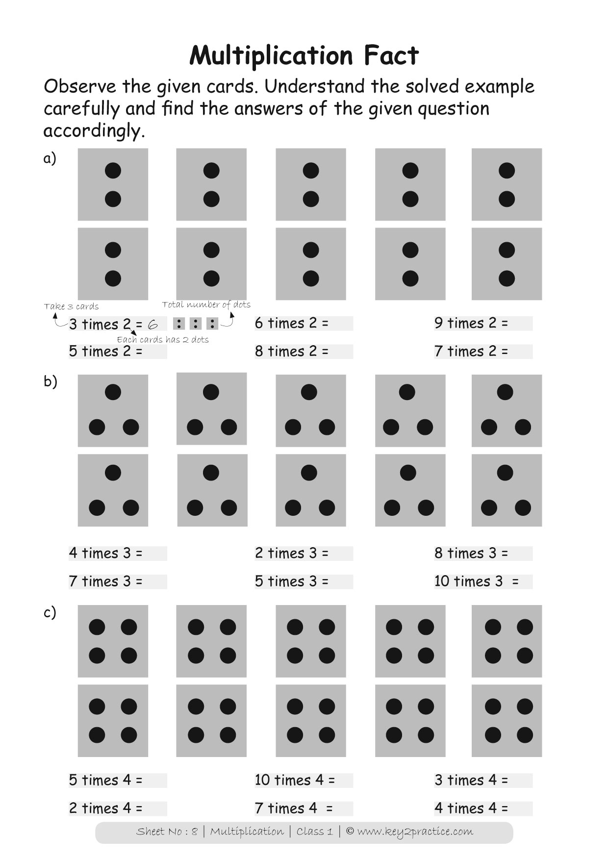 Maths Worksheets Grade 1 Multiplication - key2practice ...