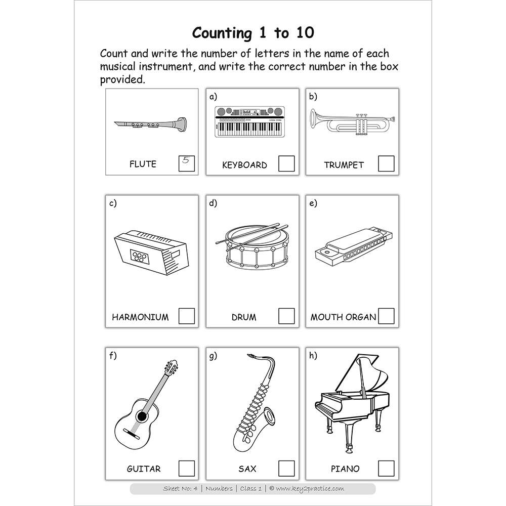 Numbers (Counting 1 to 10) maths practice workbooks