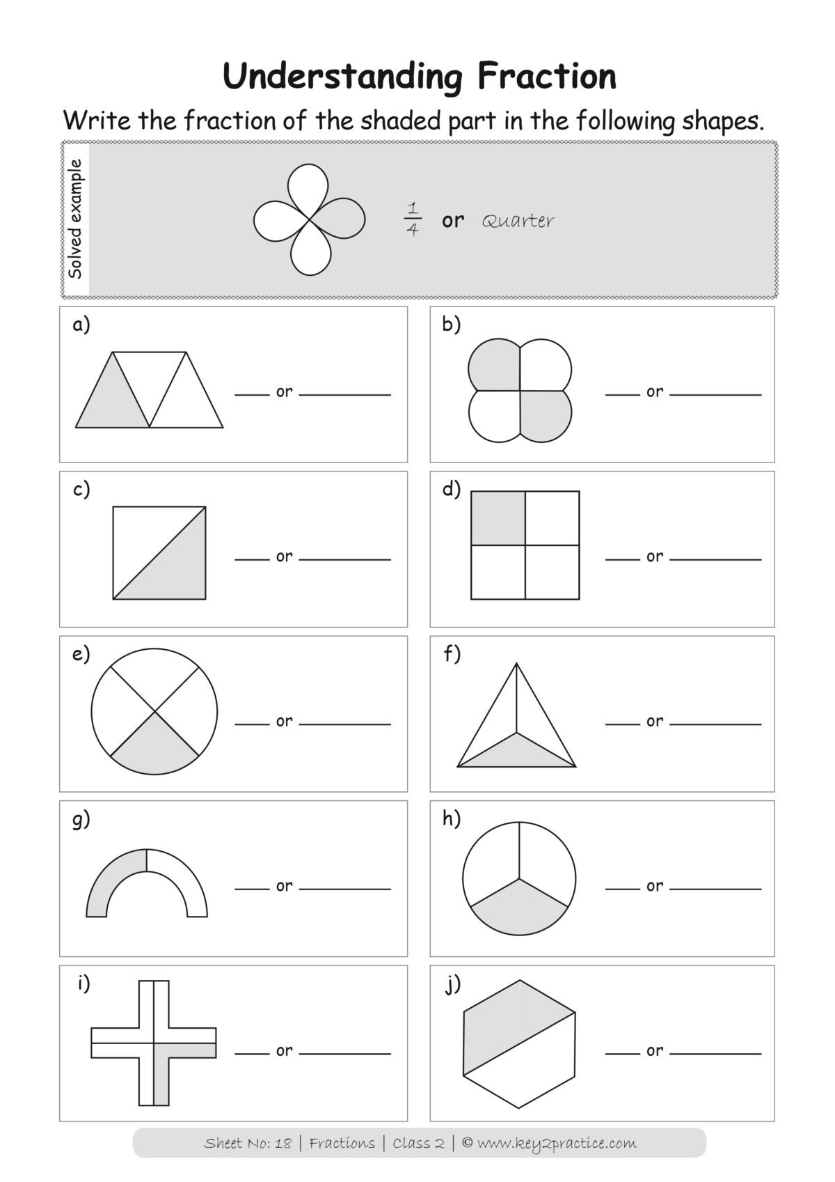 Fractions Worksheets Grade 2 I Maths - key2practice Workbooks