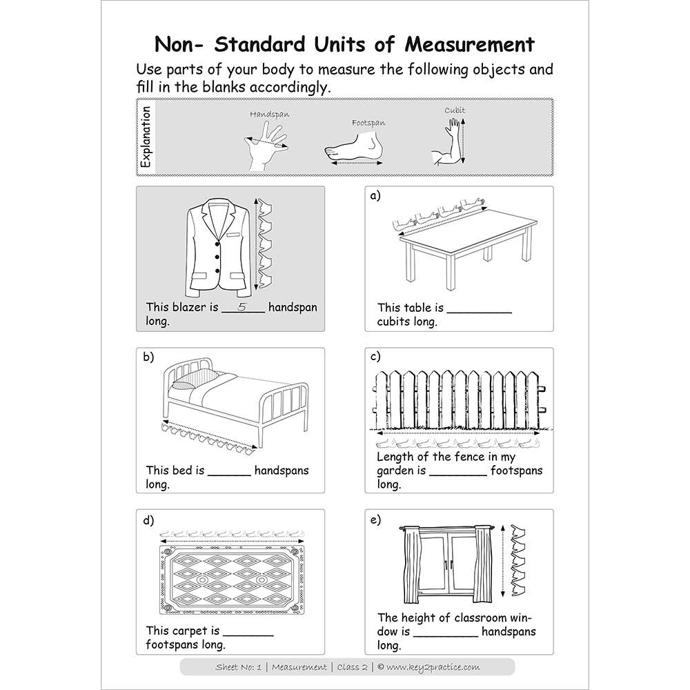Measurements (non-standard units of measurements) maths practice workbooks