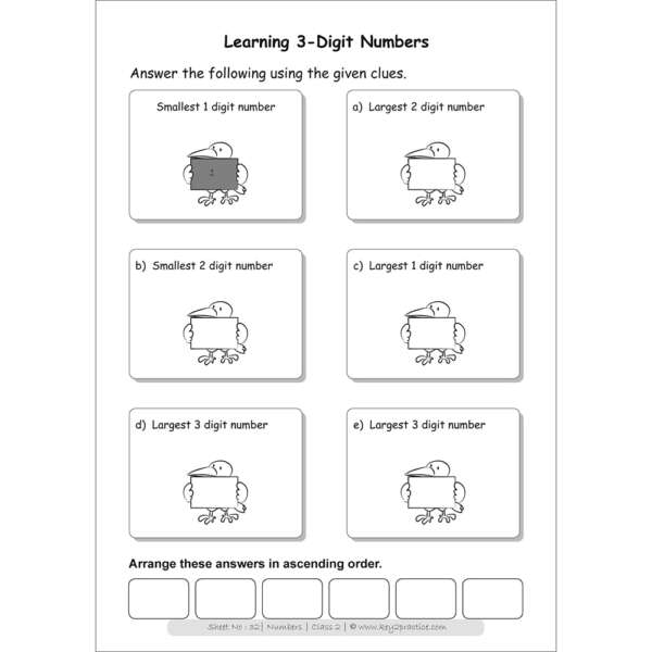 Numbers (learning 3-digit numbers) maths practice workbooks