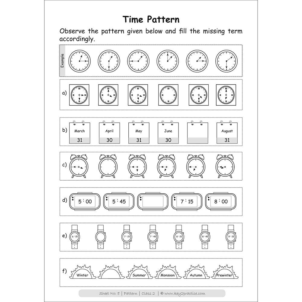 Patterns (time pattern) maths practice workbooks