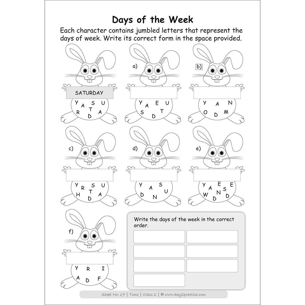 Time (days of the week) maths practice workbooks