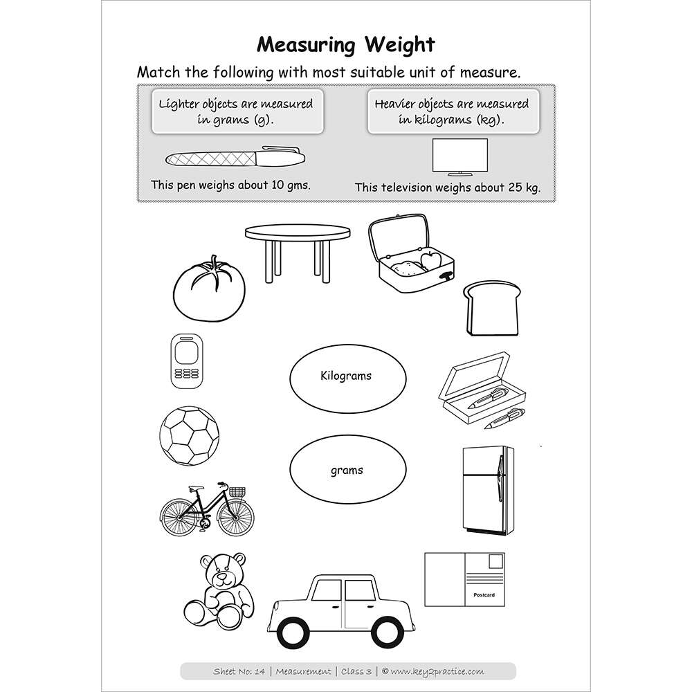 Measurements (measuring weight) maths practice workbooks