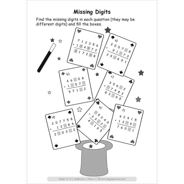 Addition (missing digits) maths practice workbooks