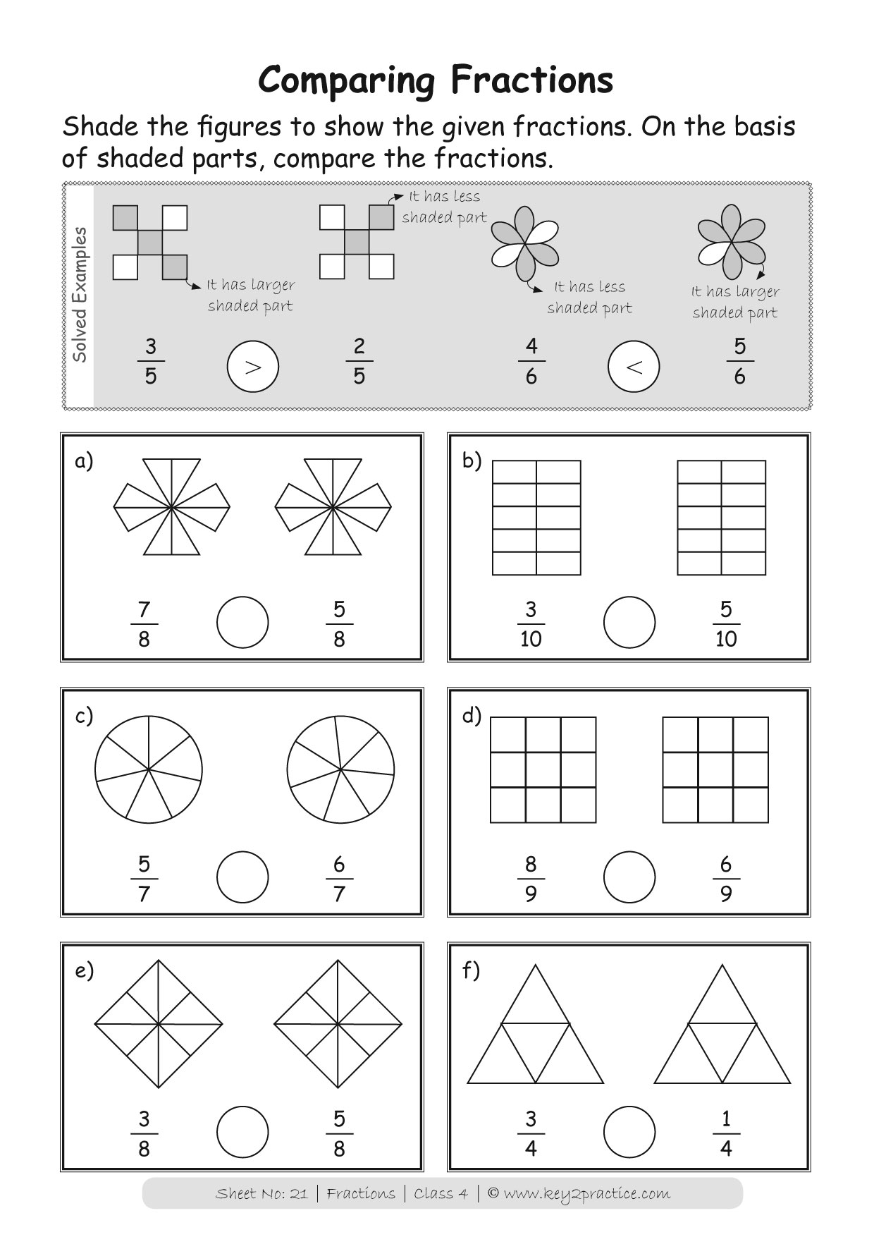Grade 4 'Fractions' worksheets Maths - key2practice Workbooks