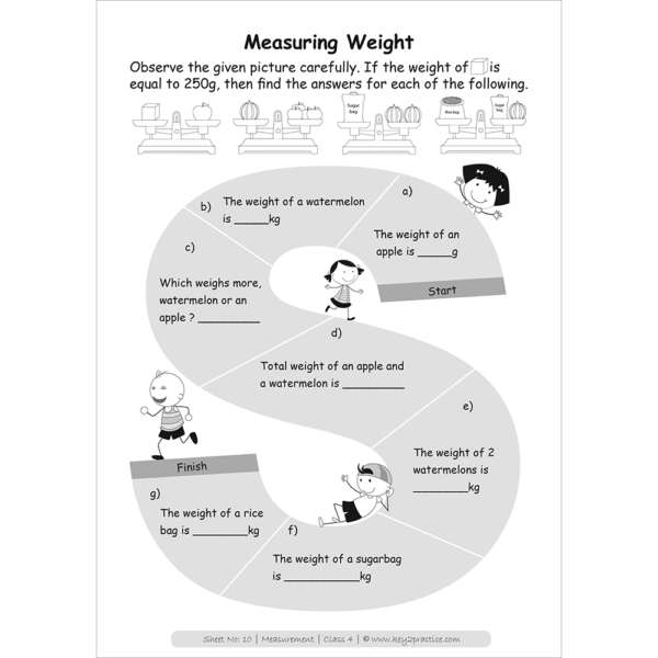 Measurement (weight) worksheets for grade 4