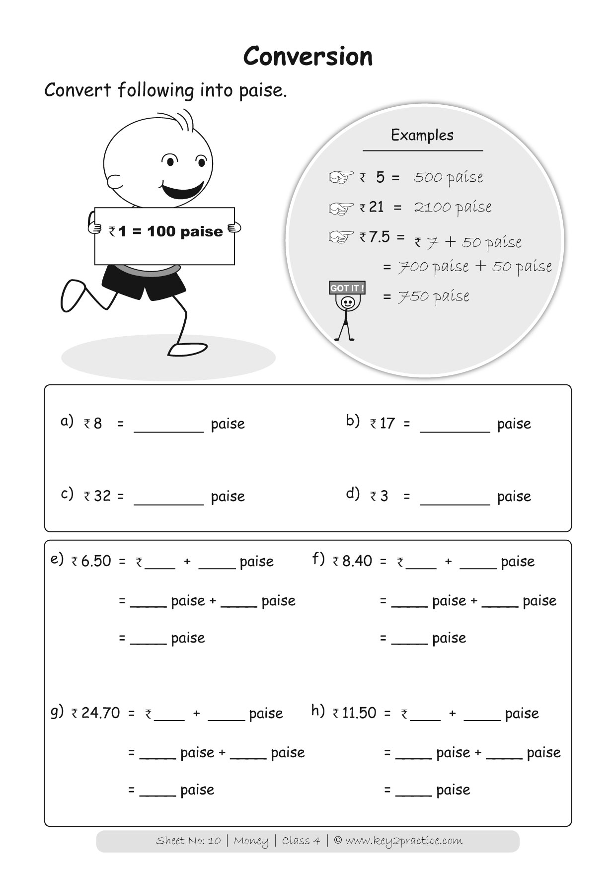 Indian Money Worksheets Grade 4 Maths-key2practice Workbooks