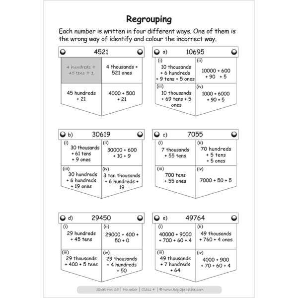 Numbers (regrouping) maths practice workbooks