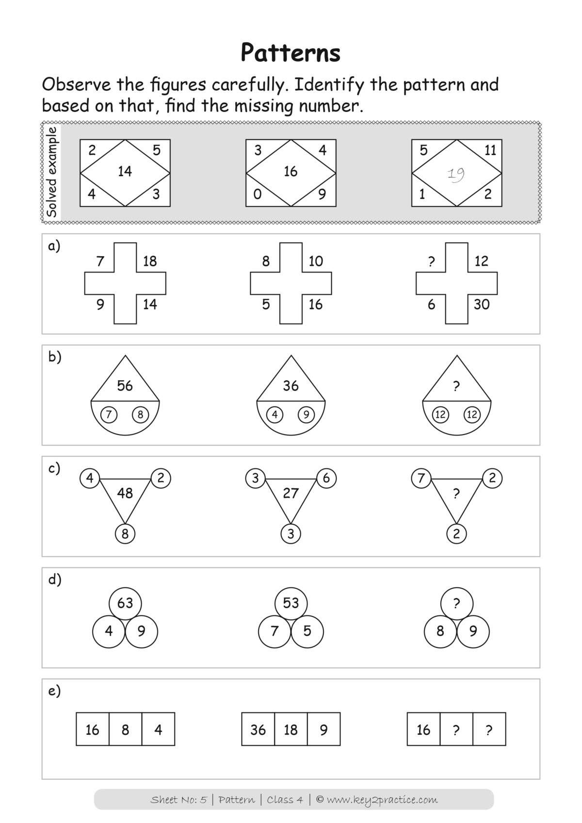 Patterns worksheets Grade 4 I Maths - key2practice Workbooks