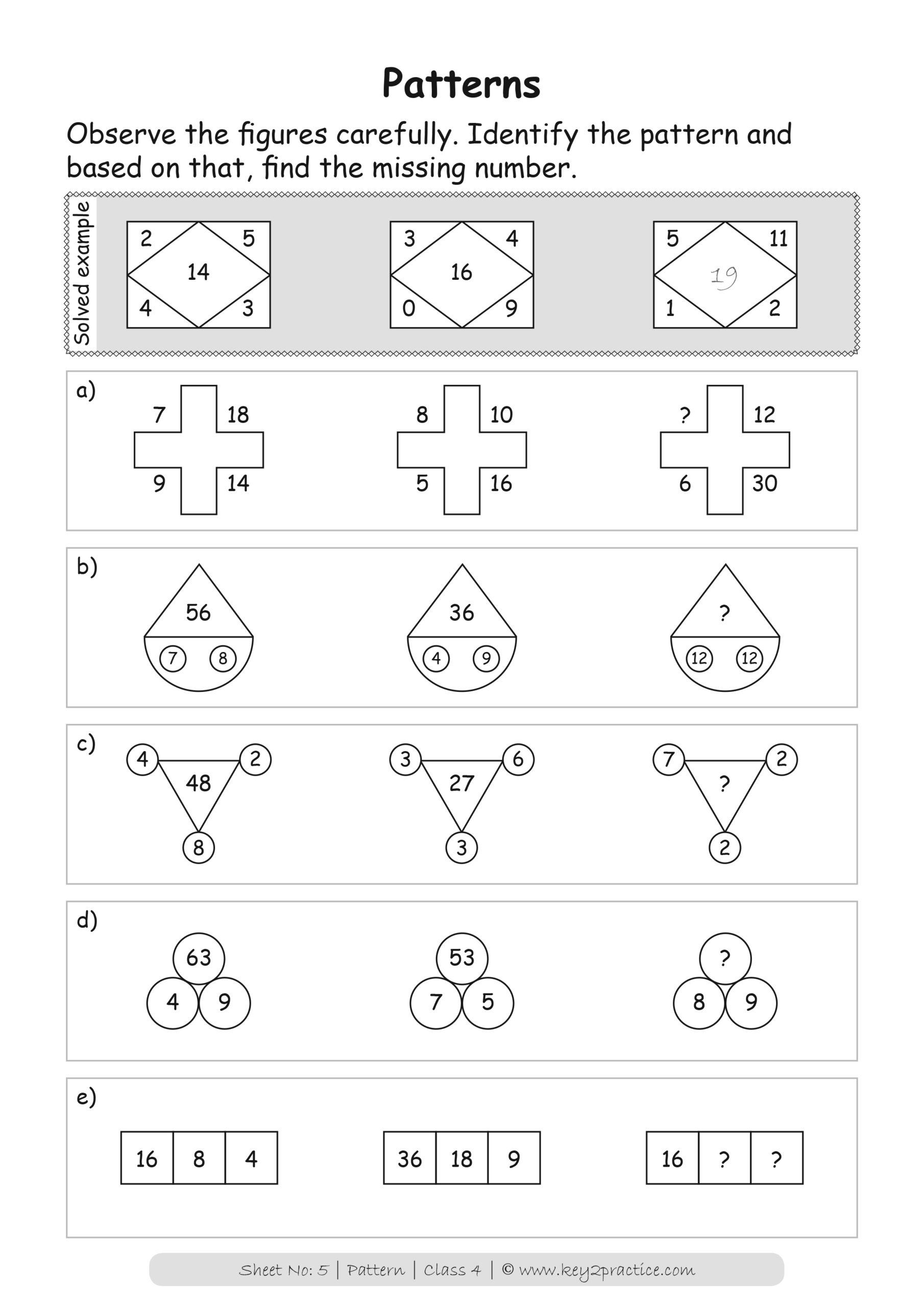math worksheets for grade 4 patterns