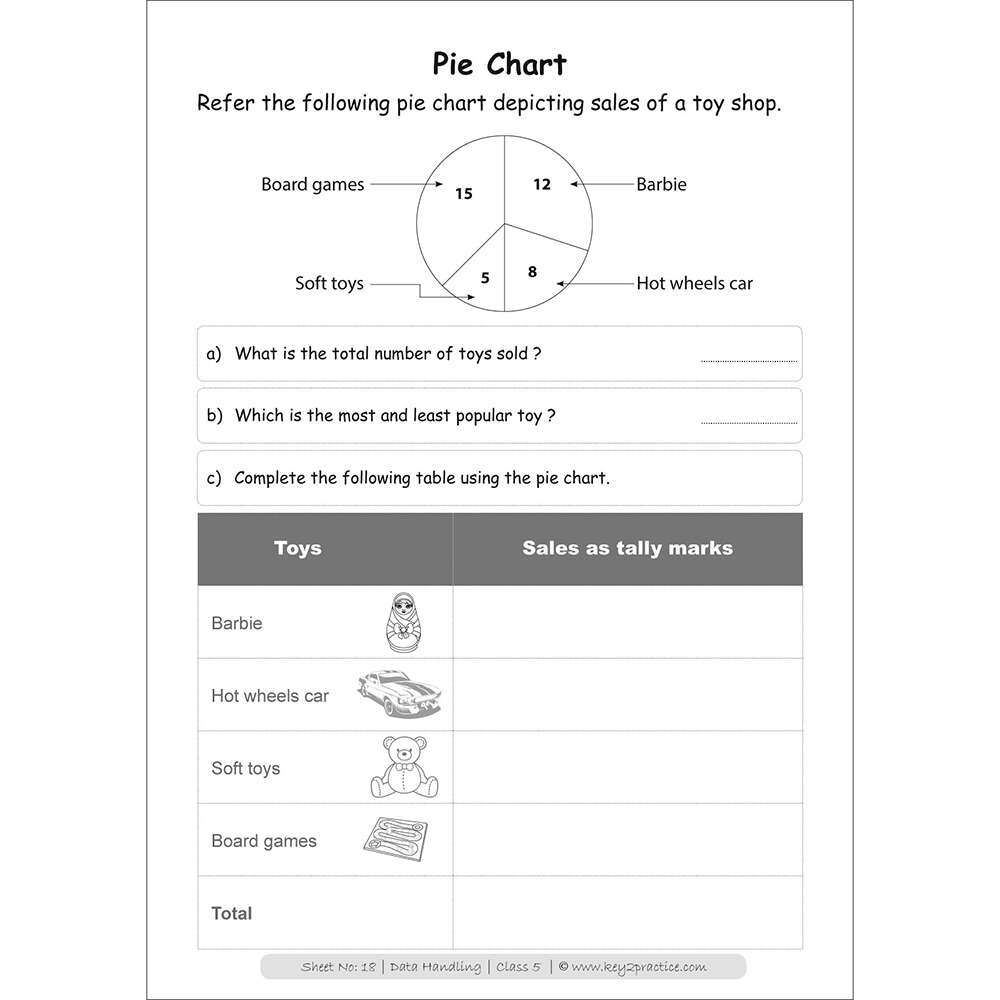 Data Handling (Pie Chart) maths practice workbooks