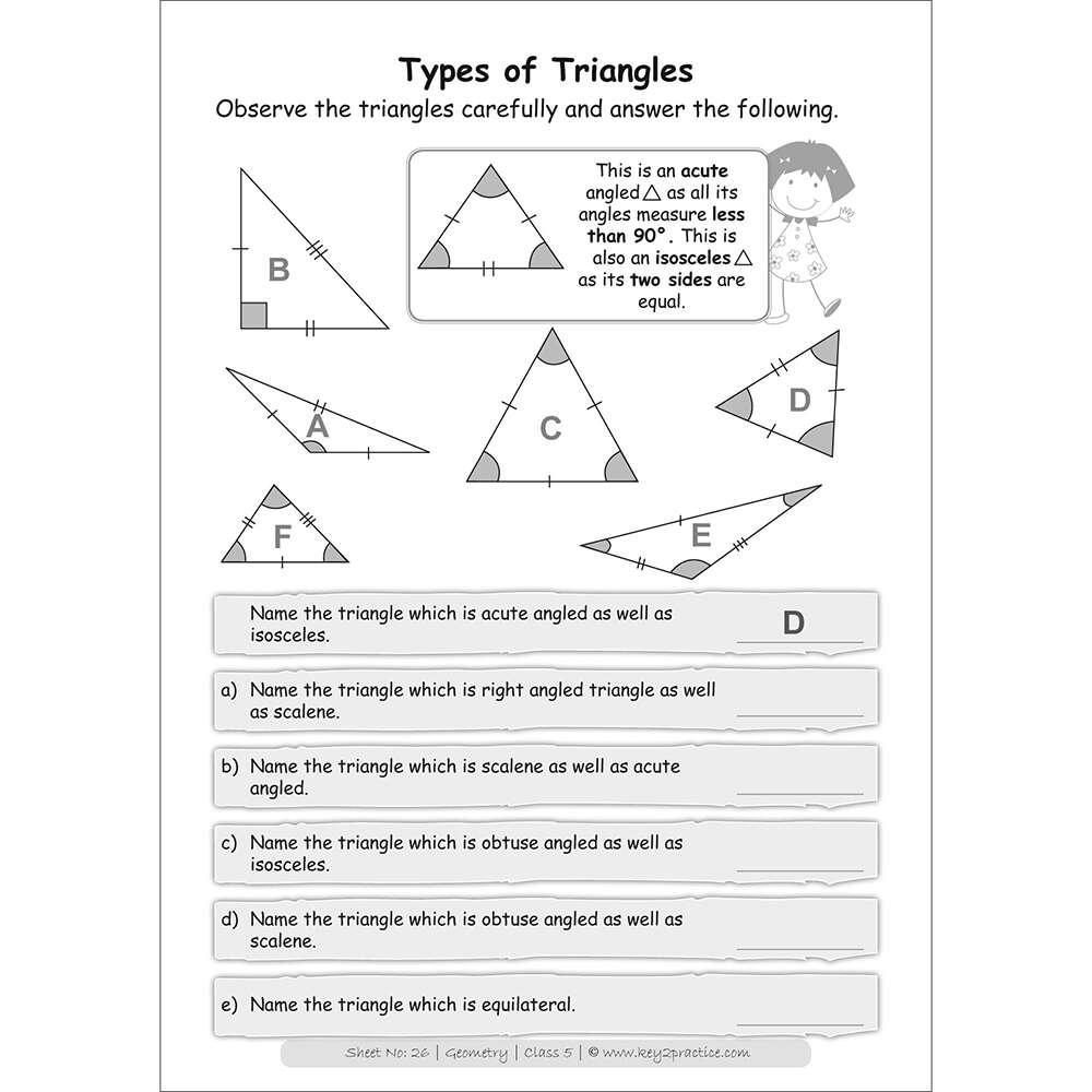 Geometry (types of triangles) maths practice workbooks