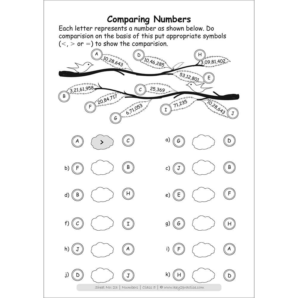 Numbers (comparing numbers) maths practice workbooks