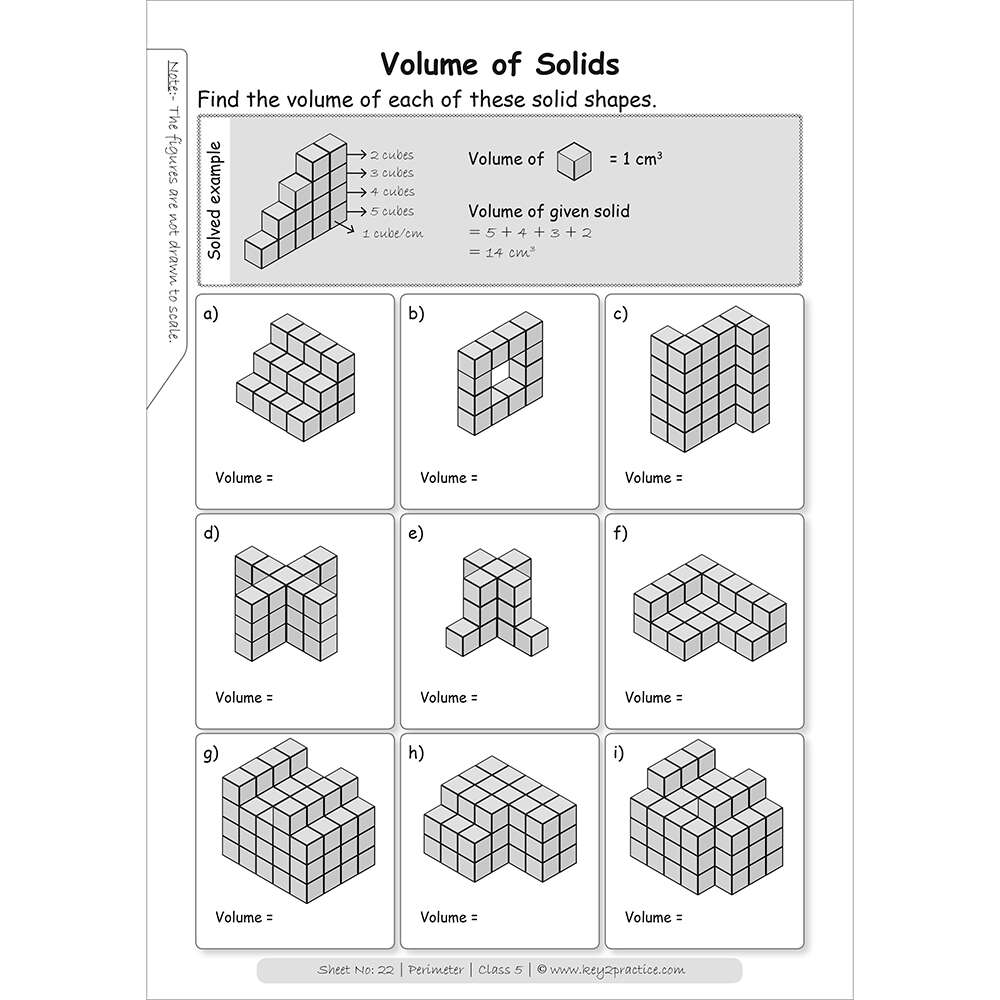 Perimeter (volume of solids) maths practice workbooks