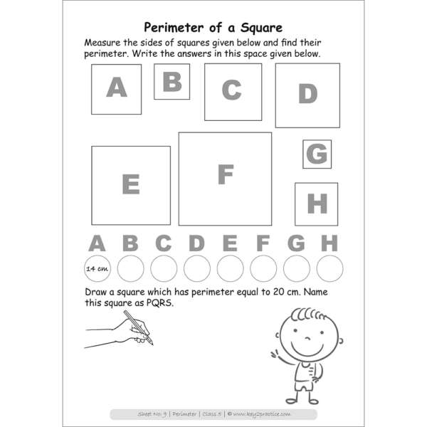 Perimeter (perimeter of a square) maths practice workbooks
