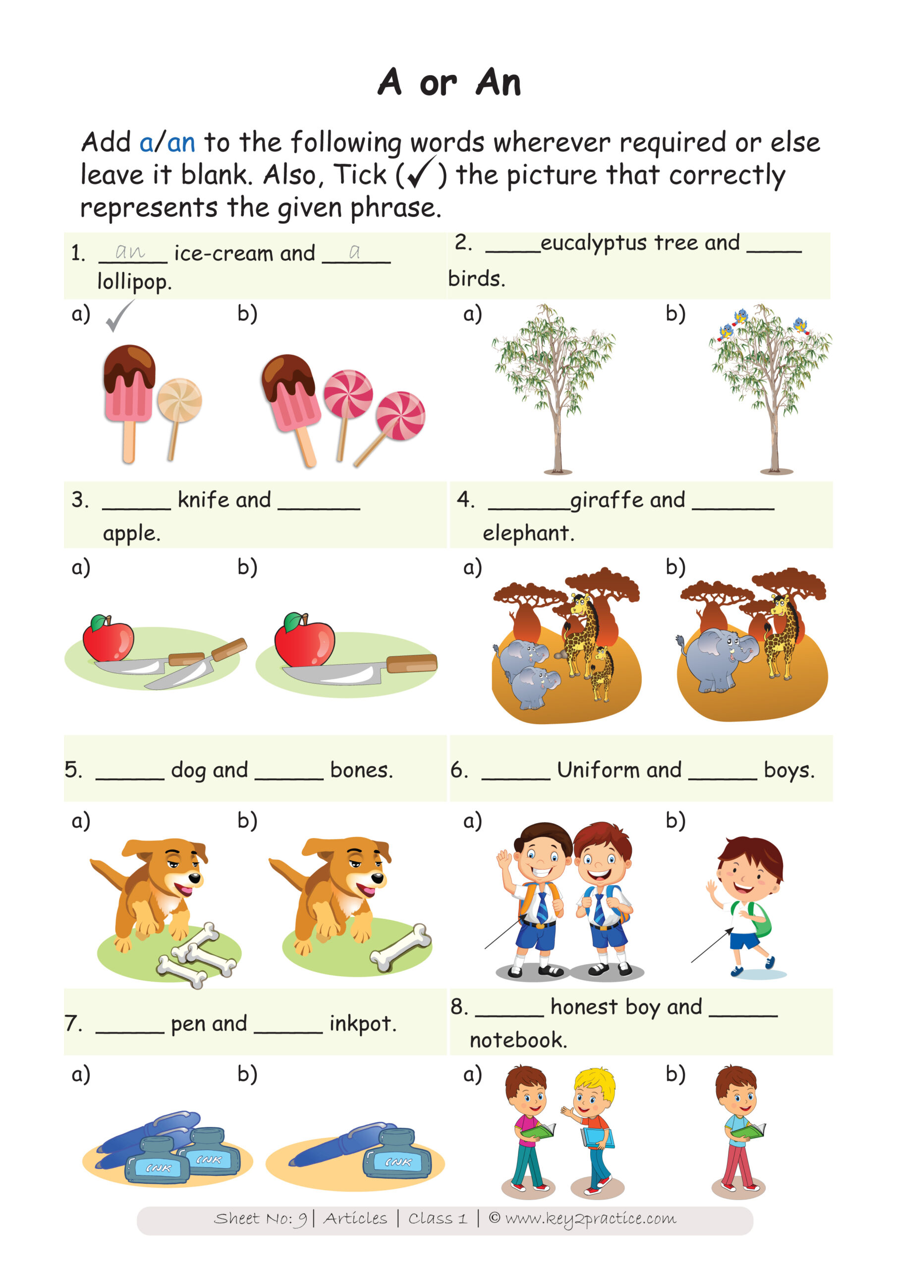 English Grammer Worksheets I Grade 1 Key2practice Workbooks