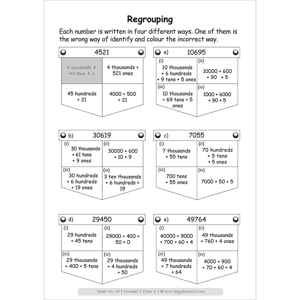 Numbers (Regrouping) maths practice workbooks