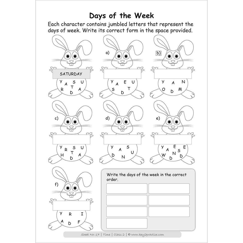 Times (Days of the week) maths practice workbooks