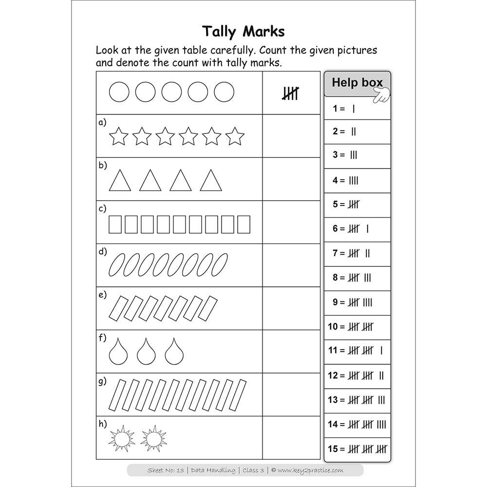 Data Handling (tally marks) maths practice workbooks