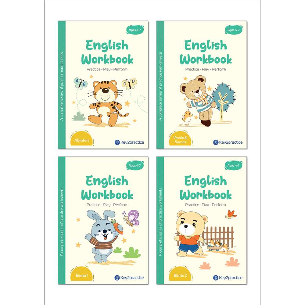 Set of 4 English grammar workbooks