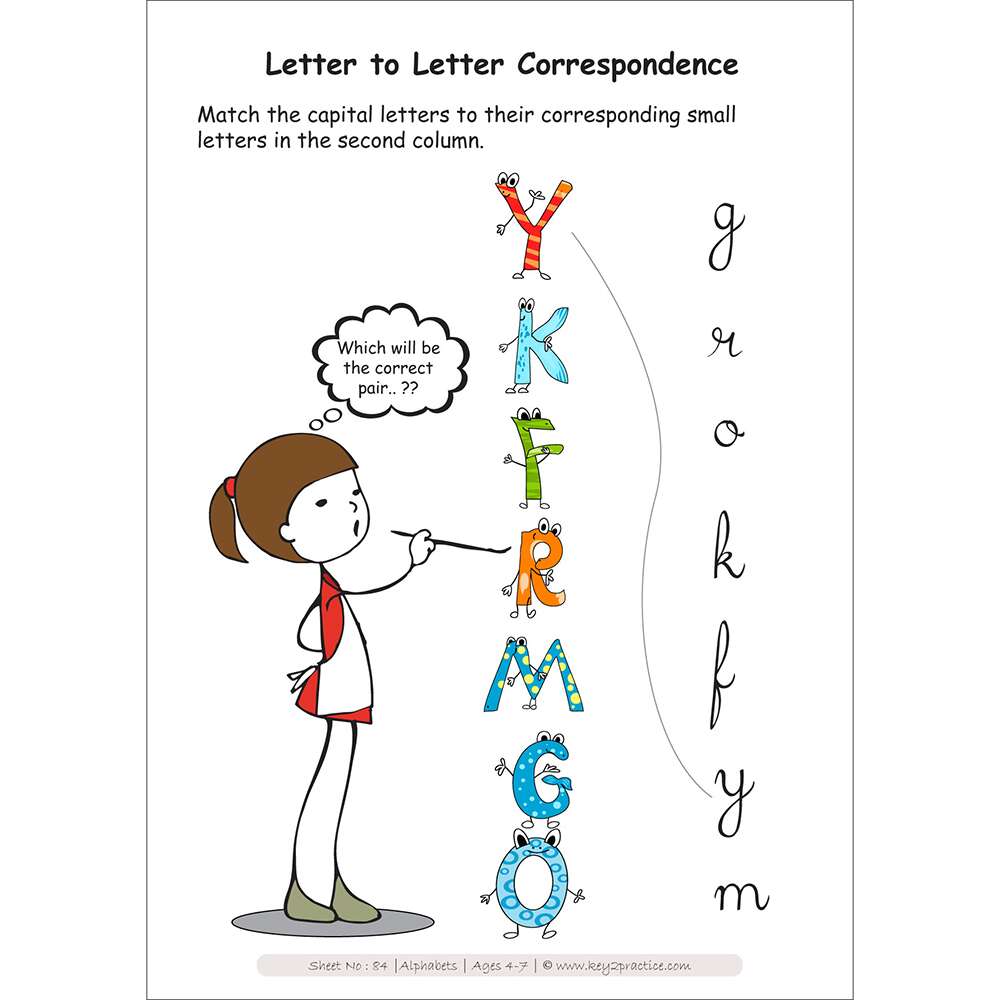 Alphabets (letter to letter correspondence) worksheets for pre primary
