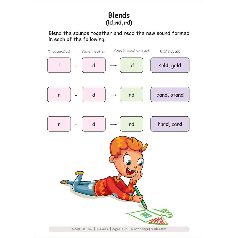 blends (ld, nd, rd) worksheets for pre primary