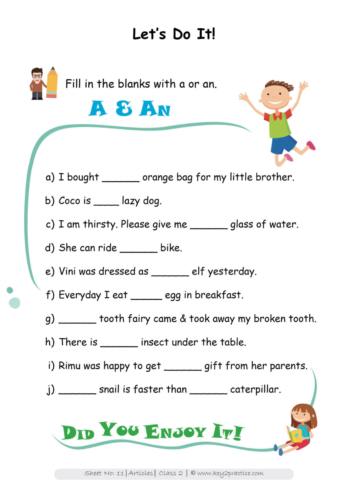 English Language Worksheets For Class 3