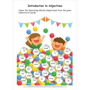 Adjectives (introduction to adjectives) worksheets for grade 1