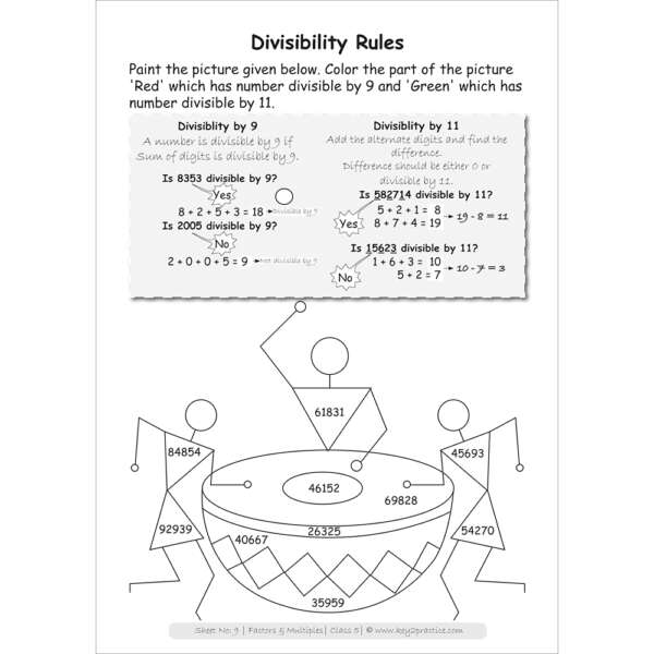 Factors and multiples (divisibility rules) maths practice workbooks