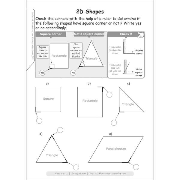 Lines and shapes (2d shapes) worksheets for grade 3
