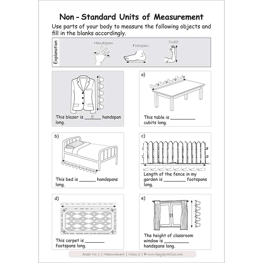 Measurement (non-standard units of measurement) worksheets for grade 2