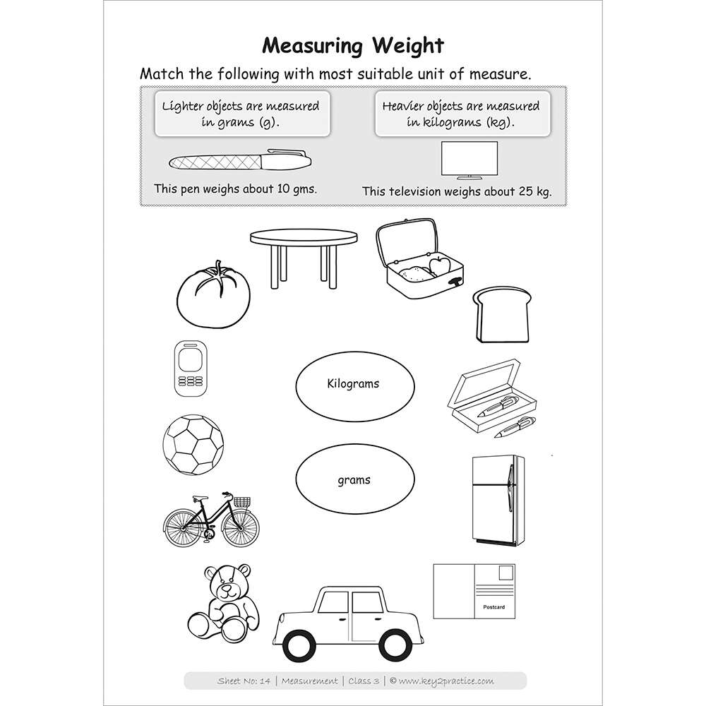 Measurement (weight) worksheets for grade 3