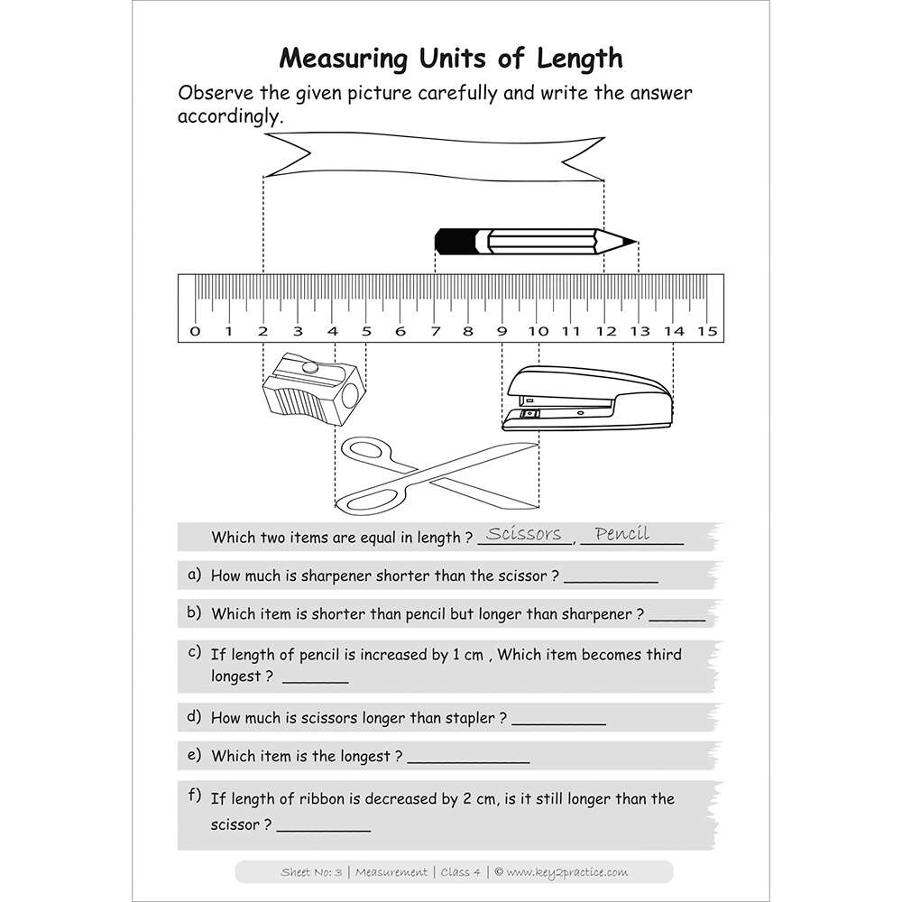 Measurement (measuring units of length) maths practice workbooks