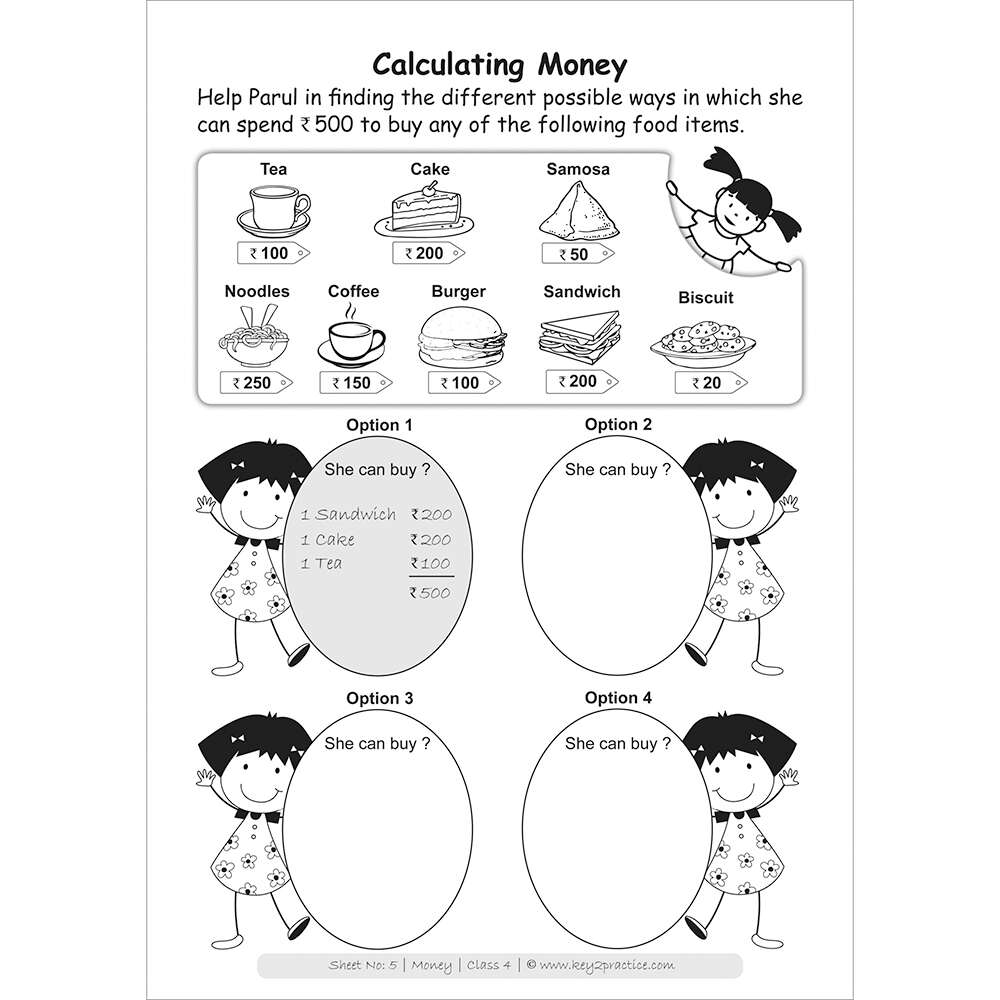 Money (calculating of money) worksheets for grade 3