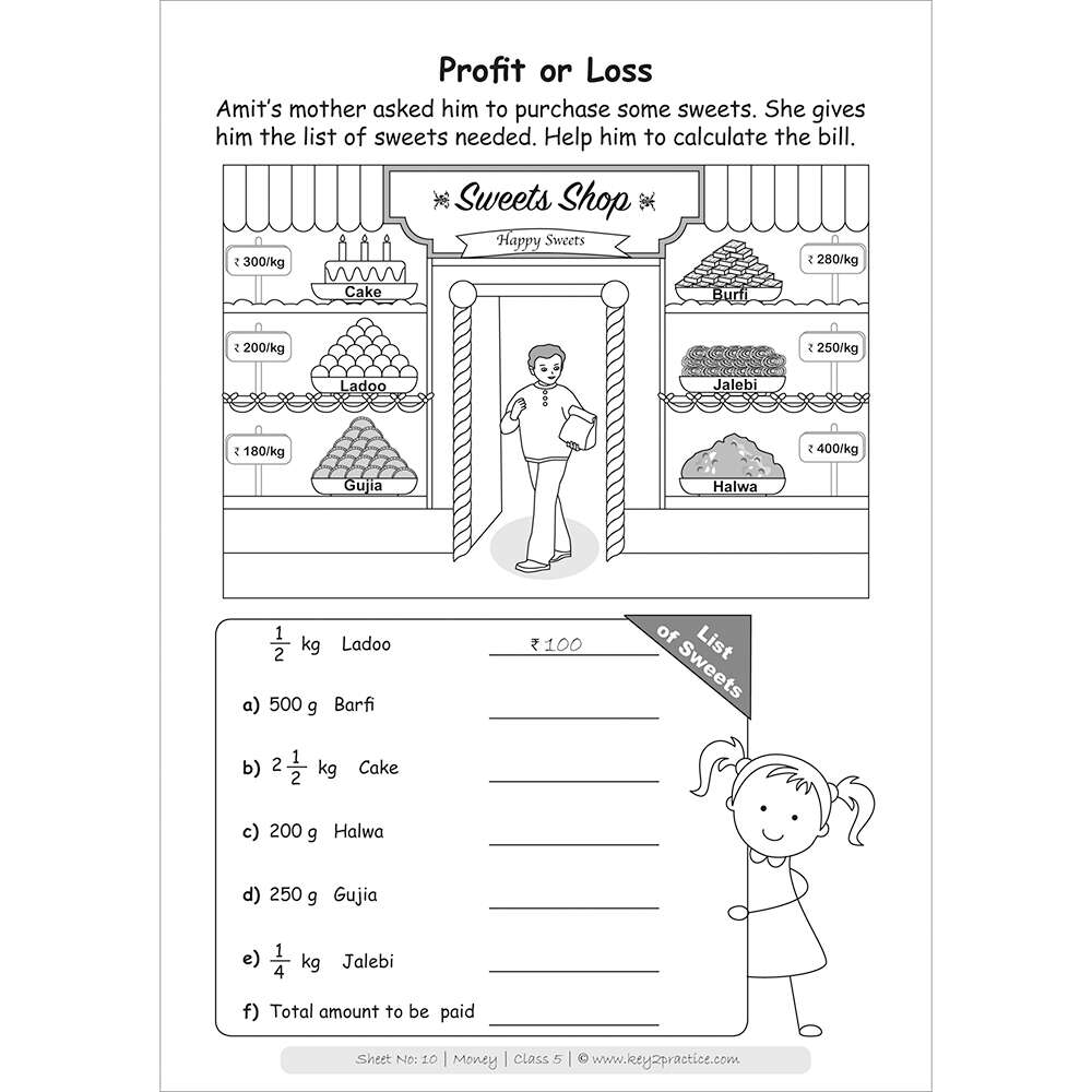 money (profit or loss) maths practice workbooks
