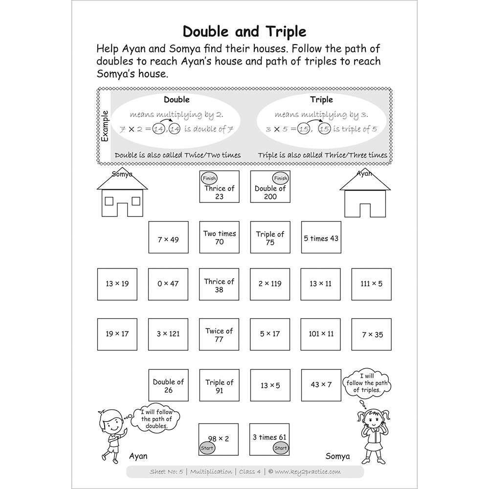 Multiplication (double and triple) maths practice workbooks
