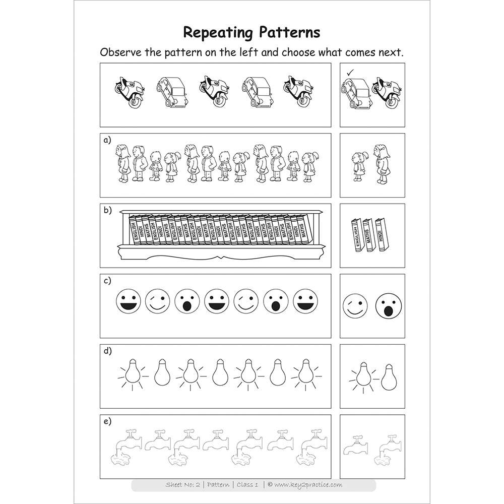 Patterns (repeating patterns) maths practice workbooks