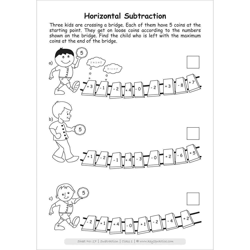 Subtraction (horizontal subtraction) maths practice workbooks