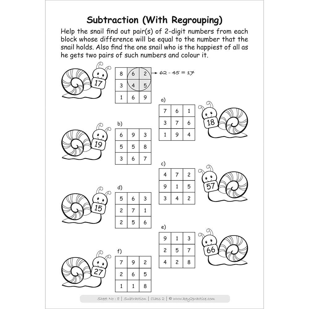 Subtraction (with regrouping) maths practice workbooks