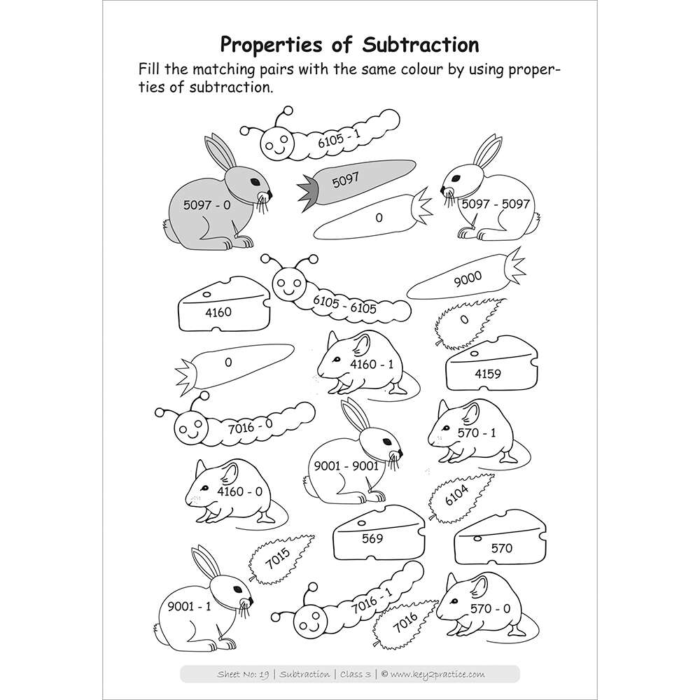 Subtraction (properties of subtraction) maths practice workbooks