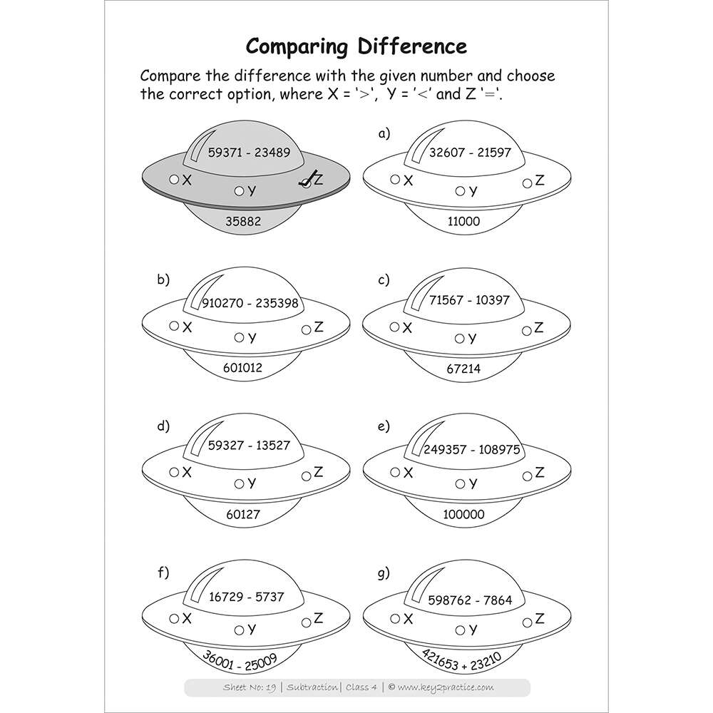 Subtraction (comparing difference) maths practice workbooks