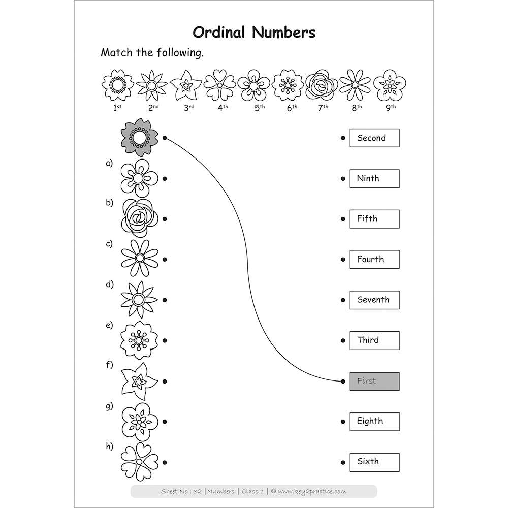 Numbers (ordinal numbers) maths practice workbooks