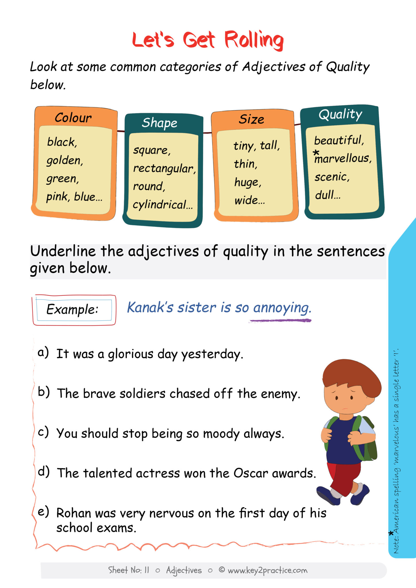 Order Of Adjectives Worksheet With Answers