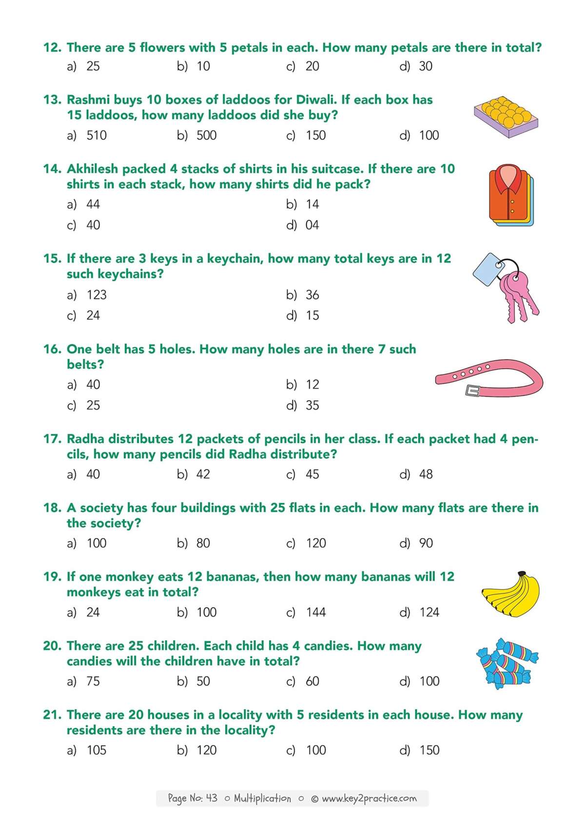 Maths olympiad grade 2 (Multiplication) test papers