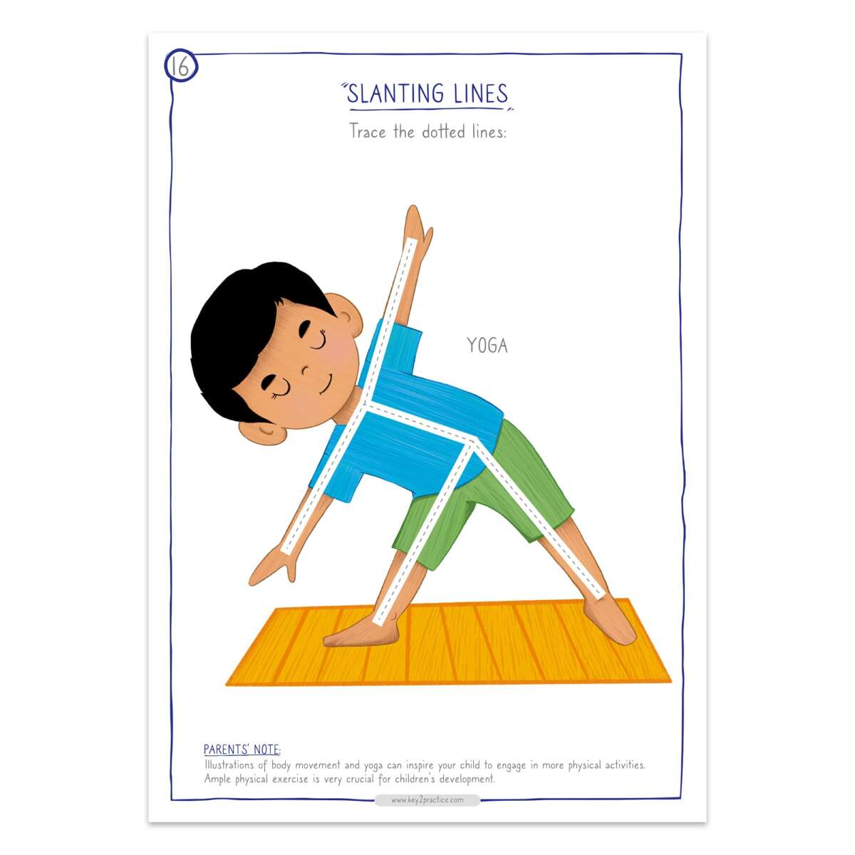 STEP TWO (standing lines) yoga worksheets for english pre-primary