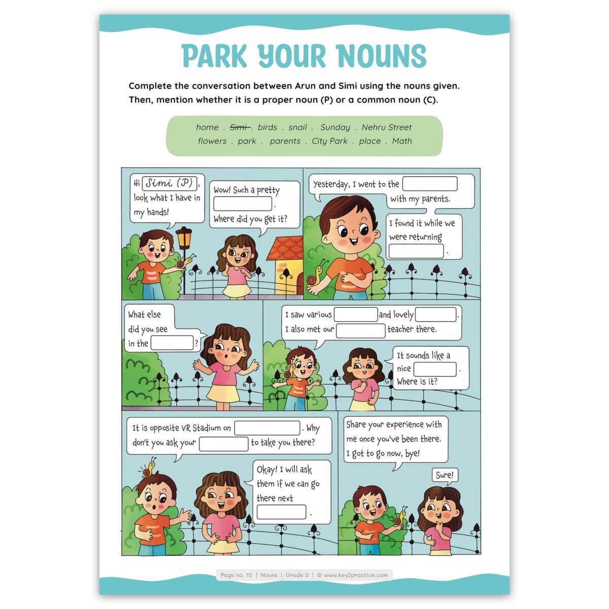 Class 3 English (Park Your Nouns) worksheets
